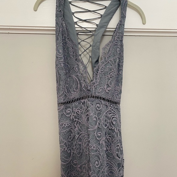 Grey Lace Up Bodycon Dress - Picture 4 of 6